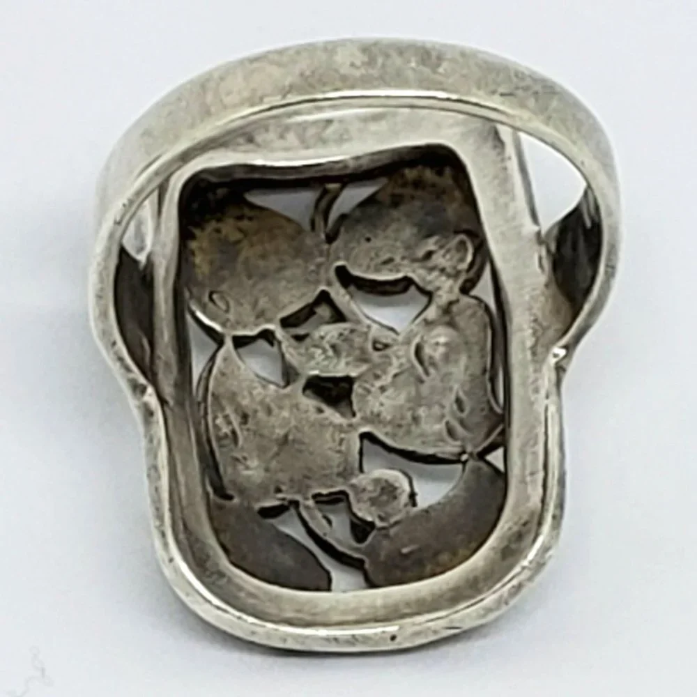 Vintage Victorian Leaf Marcasite Elegant Sterling Silver Ring SZ 5.5 